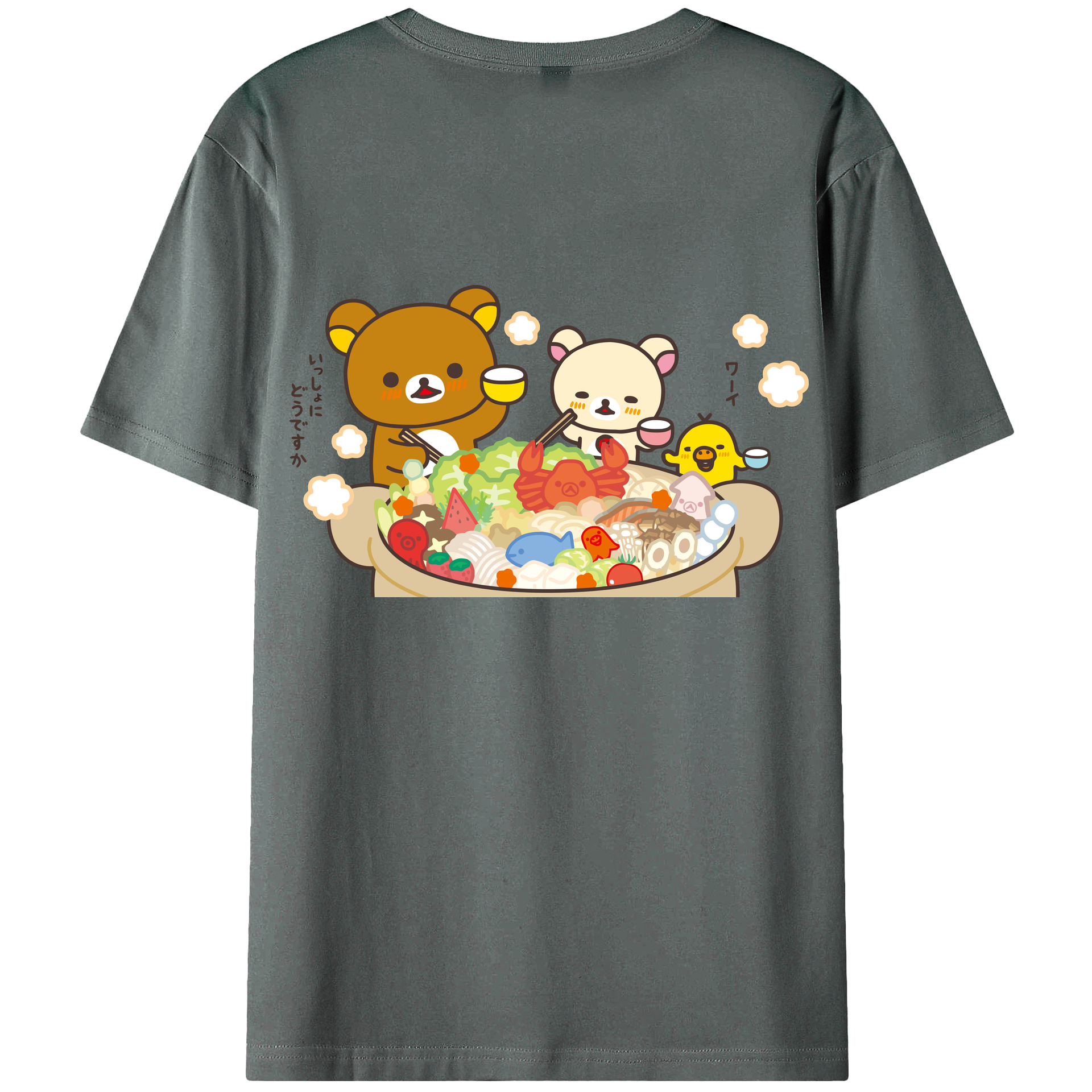 （画像用） リラックマ リラックマ キイロイトリ Rilakkuma Korilakkuma Kiiroitori 綿100％ メンズ半袖Tシャツ（バックプリント） 通気性